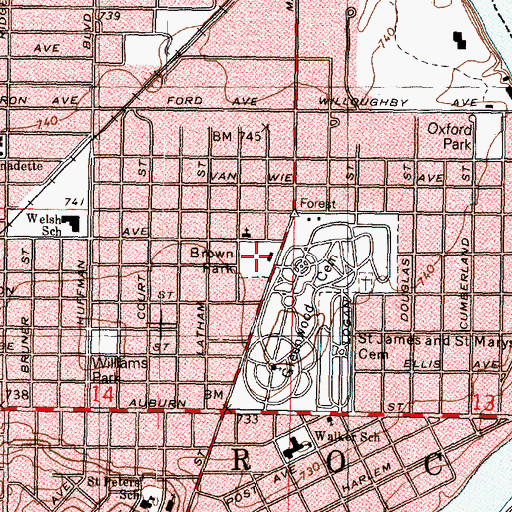 Topographic Map of Brown Park, IL