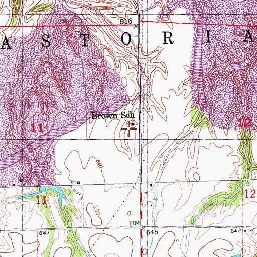 Topographic Map of Brown School (historical), IL