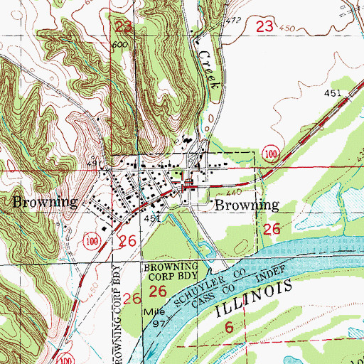 Topographic Map of Browning, IL