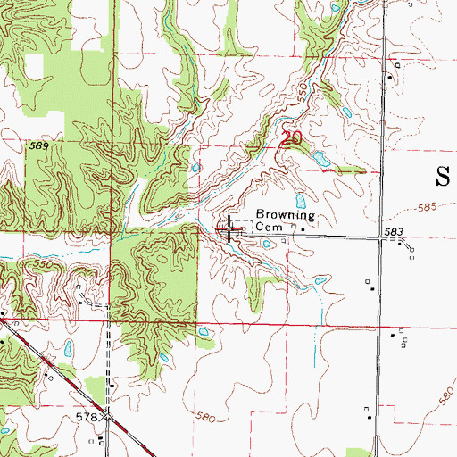 Topographic Map of Browning Cemetery, IL