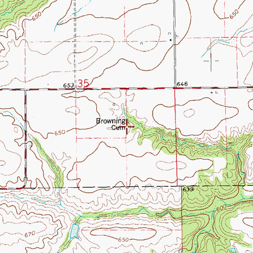 Topographic Map of Browning Cemetery, IL