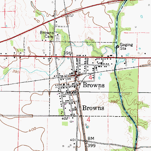 Topographic Map of Browns, IL