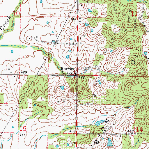 Topographic Map of Browns Chapel, IL