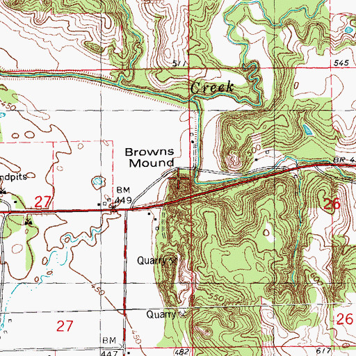Topographic Map of Browns Mound, IL