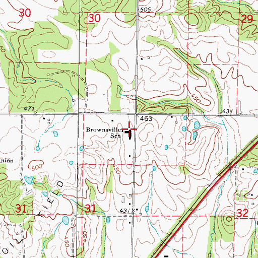 Topographic Map of Brownsville School, IL