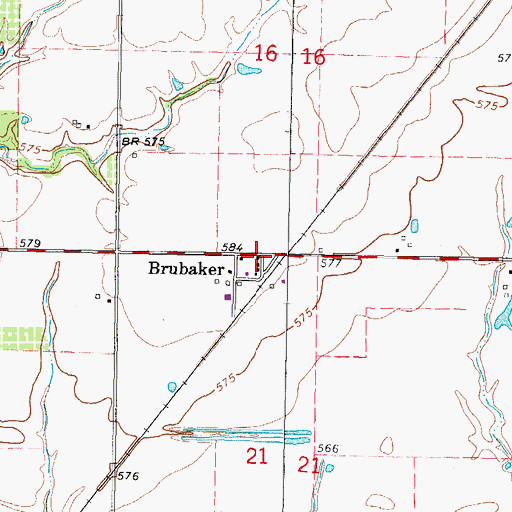 Topographic Map of Brubaker, IL