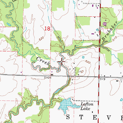 Topographic Map of Brubaker Creek, IL