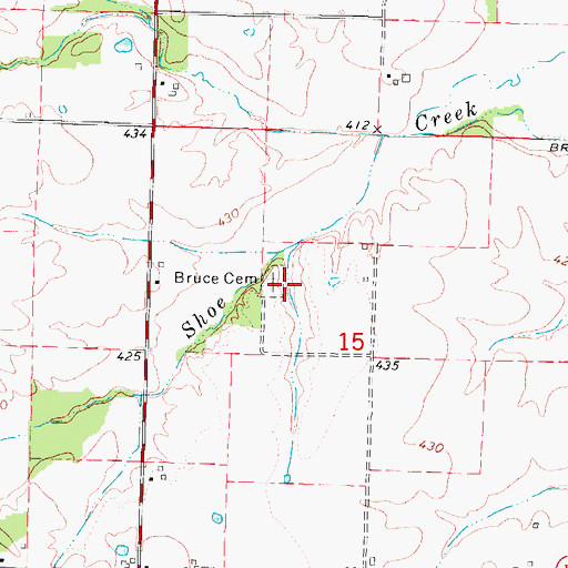 Topographic Map of Bruce Cemetery, IL