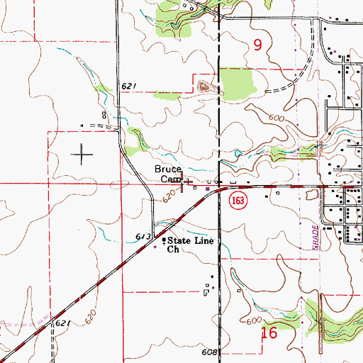 Topographic Map of Bruce Cemetery, IL