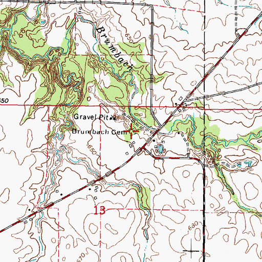 Topographic Map of Brumbach Cemetery, IL