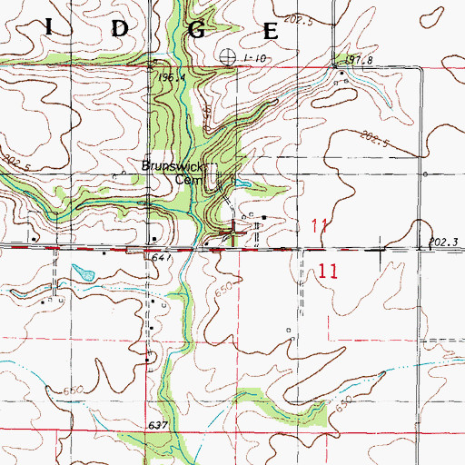 Topographic Map of Brunswick School (historical), IL