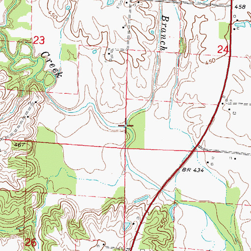 Topographic Map of Brush Branch, IL
