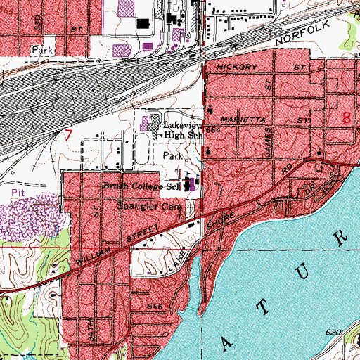 Topographic Map of Brush College Elementary School, IL