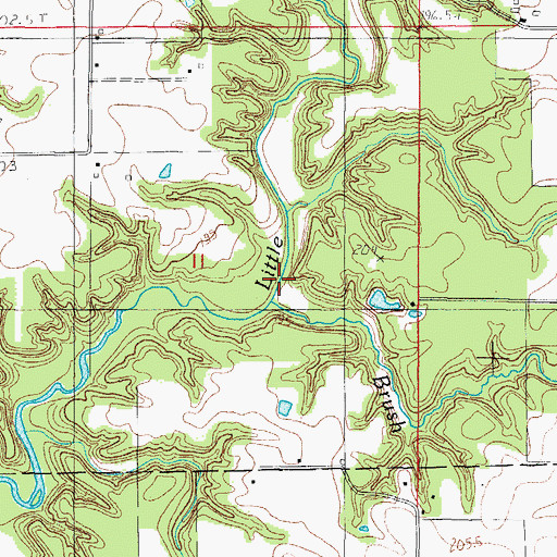 Topographic Map of Brush Creek, IL