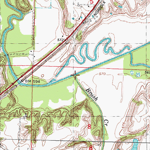 Topographic Map of Brush Creek, IL