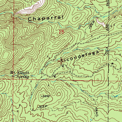 Topographic Map of Chaparral (historical), AZ