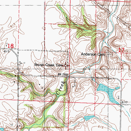 Topographic Map of Brush Creek Cemetery, IL