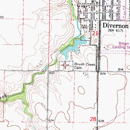 Topographic Map of Brush Creek Cemetery, IL