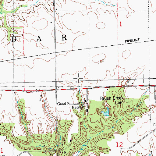 Topographic Map of Brush Creek School (historical), IL