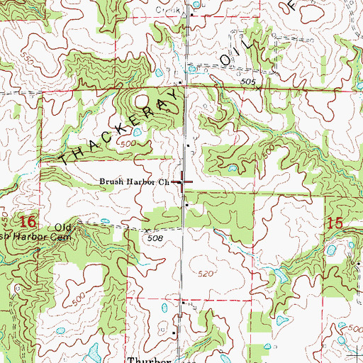 Topographic Map of Brush Harbor Church, IL