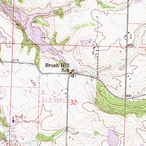 Topographic Map of Brush Hill School, IL