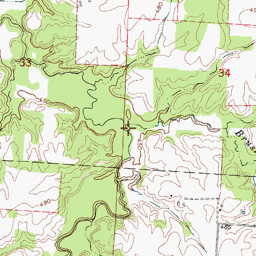 Topographic Map of Brushy Creek, IL