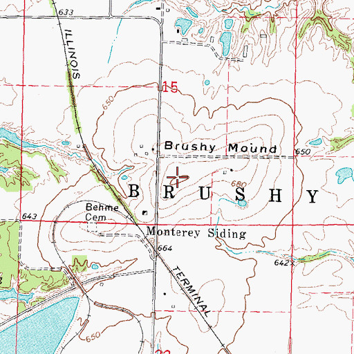 Topographic Map of Brushy Mound, IL