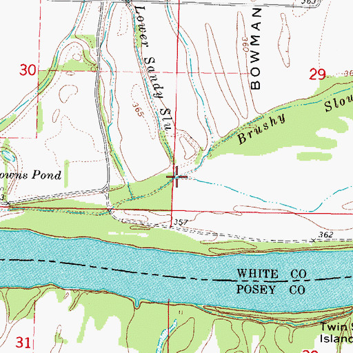 Topographic Map of Brushy Slough, IL