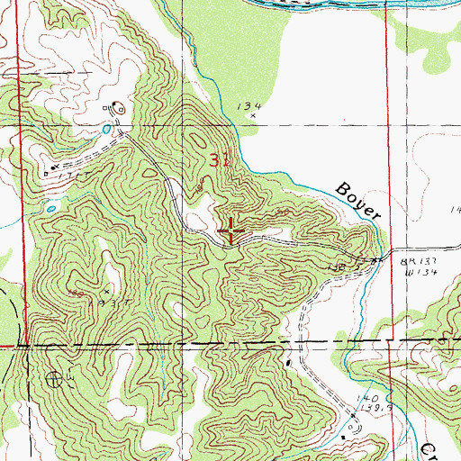 Topographic Map of Bryan School (historical), IL