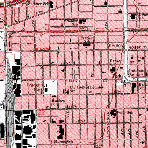 Topographic Map of Bryant School, IL