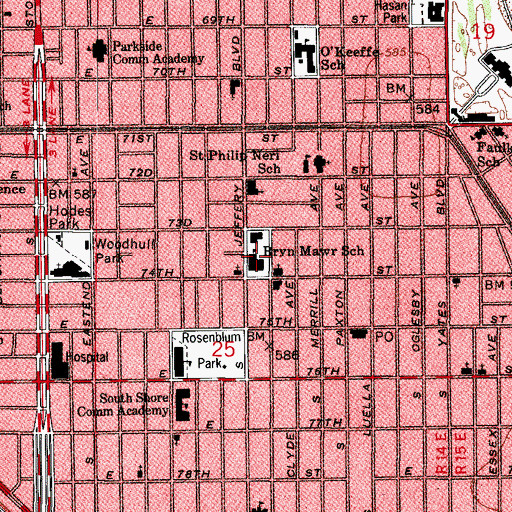 Topographic Map of Bryn Mawr Elementary School, IL