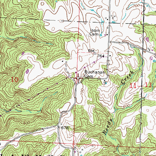 Topographic Map of Buchanan Cemetery, IL