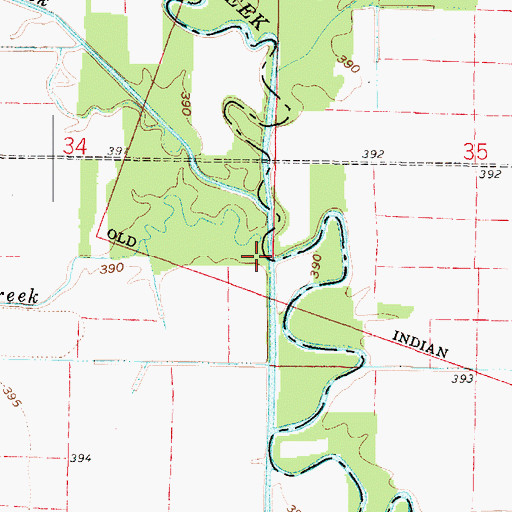 Topographic Map of Buck Creek, IL