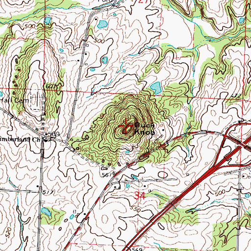 Topographic Map of Buck Knob, IL