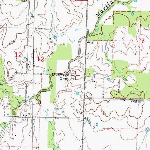 Topographic Map of Buckeye Cemetery, IL