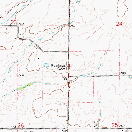 Topographic Map of Buckeye Cemetery, IL
