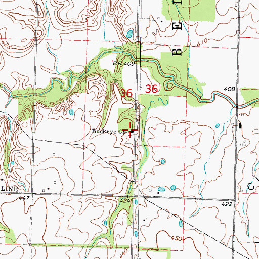 Topographic Map of Buckeye Christian Church, IL