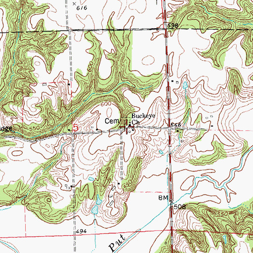 Topographic Map of Buckeye Church, IL