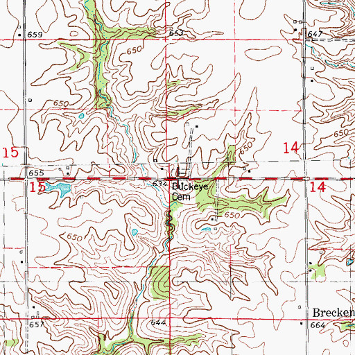 Topographic Map of Buckeye School (historical), IL