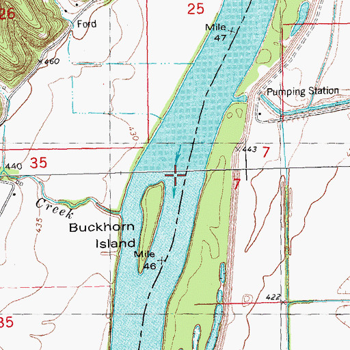 Topographic Map of Buckhorn Island, IL
