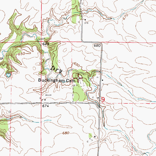 Topographic Map of Buckingham Cemetery, IL