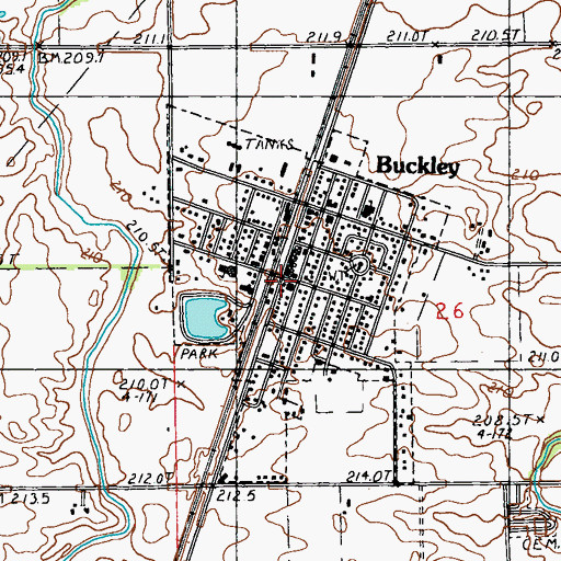 Topographic Map of Buckley, IL