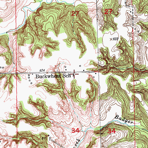 Topographic Map of Buckwheat School (historical), IL