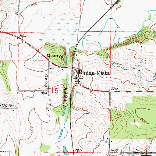 Topographic Map of Buena Vista, IL