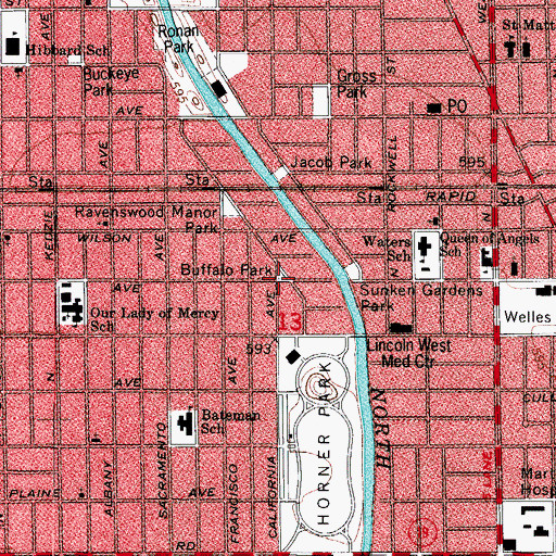 Topographic Map of Buffalo Park, IL