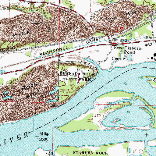 Topographic Map of Buffalo Rock State Park, IL