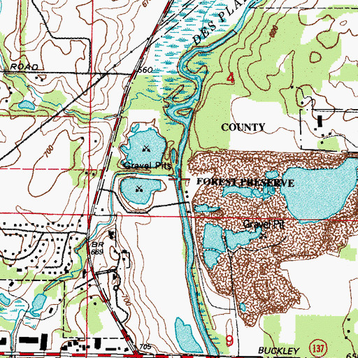 Topographic Map of Bull Creek, IL