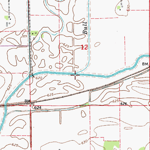 Topographic Map of Bull Creek, IL