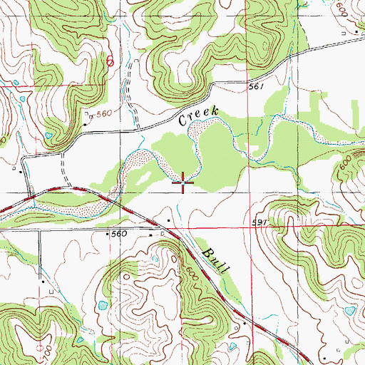 Topographic Map of Bull Run, IL