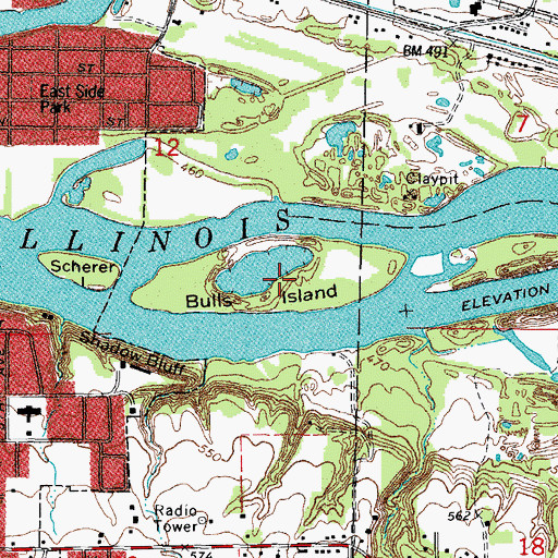 Topographic Map of Bulls Island, IL